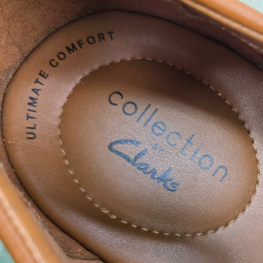 Clarks Bensley‎ Run Oxford Men's Size 12 M Brown Leather Dress Shoes Comfort